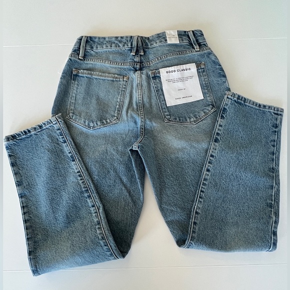 Good American Good Classic High Rise Distressed Jeans, Indigo - Size 27 - Picture 6 of 12